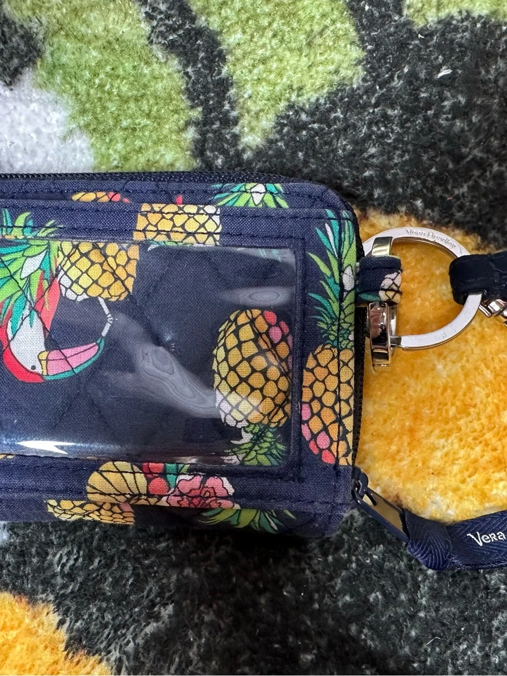 Vera Bradley Navy Quilted Pineapple Zip Key Pouch